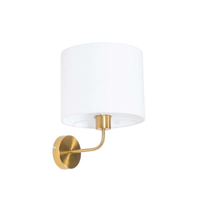 Klassieke wandlamp goud stoffen kap wit - Cas