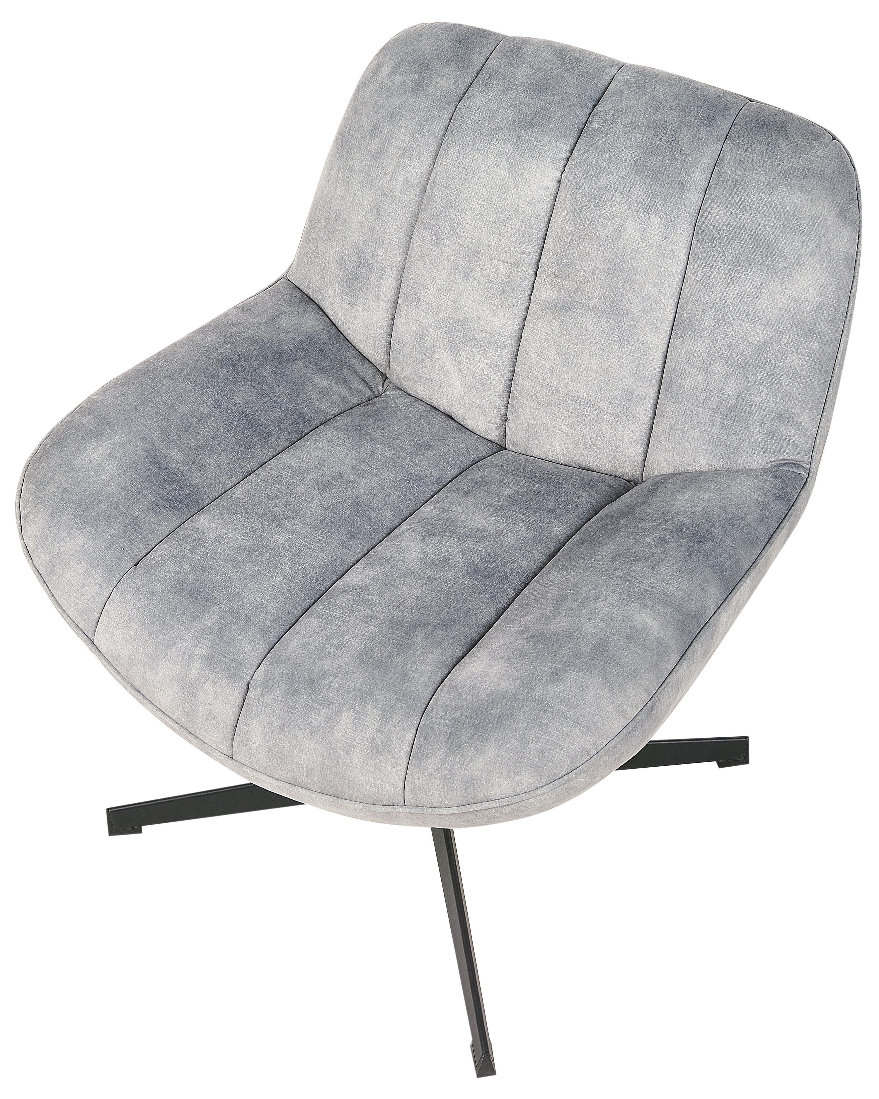 Draaifauteuil LIA met voetenbank Fluweel Lichtgrijs
