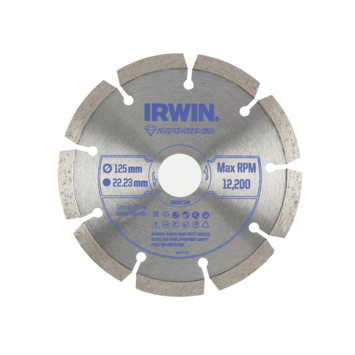 Irwin diamantzaagblad voor haakse slijper Ø125 mm. Voor steen.