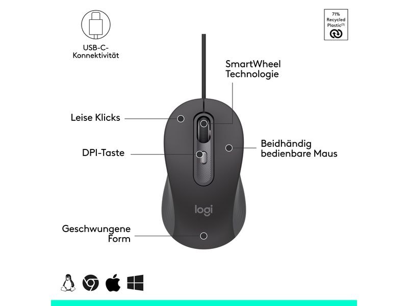 Logitech Maus Signature M520 for Business Präzise Maus mit «Logitech SilentTouch»-Technologie