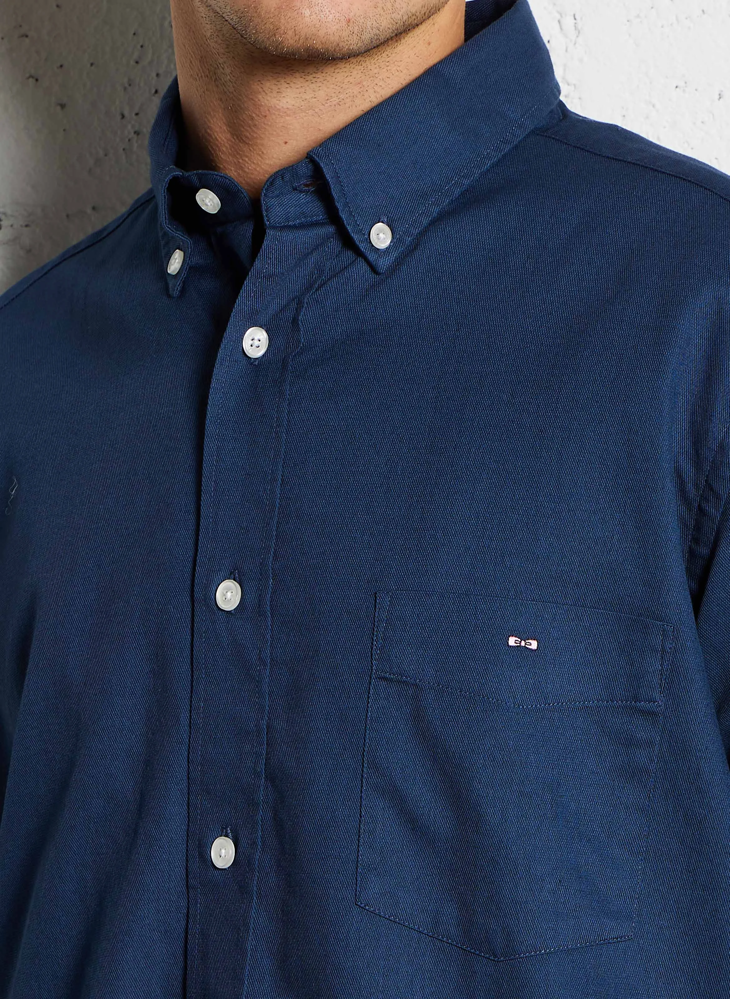 Chemise col classique en coton | Bleu