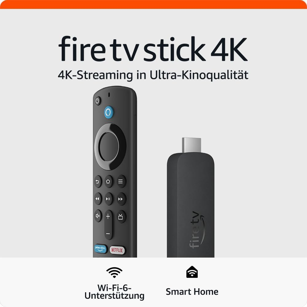 Amazon - Fire TV Stick 4K 3840 x 2160p Streaming Mediaplayer mit Sprachsteuerung   Quad-Core (1.7 GHz) CPU   8GB Speicherplatz (B0CJKTWTVT)
