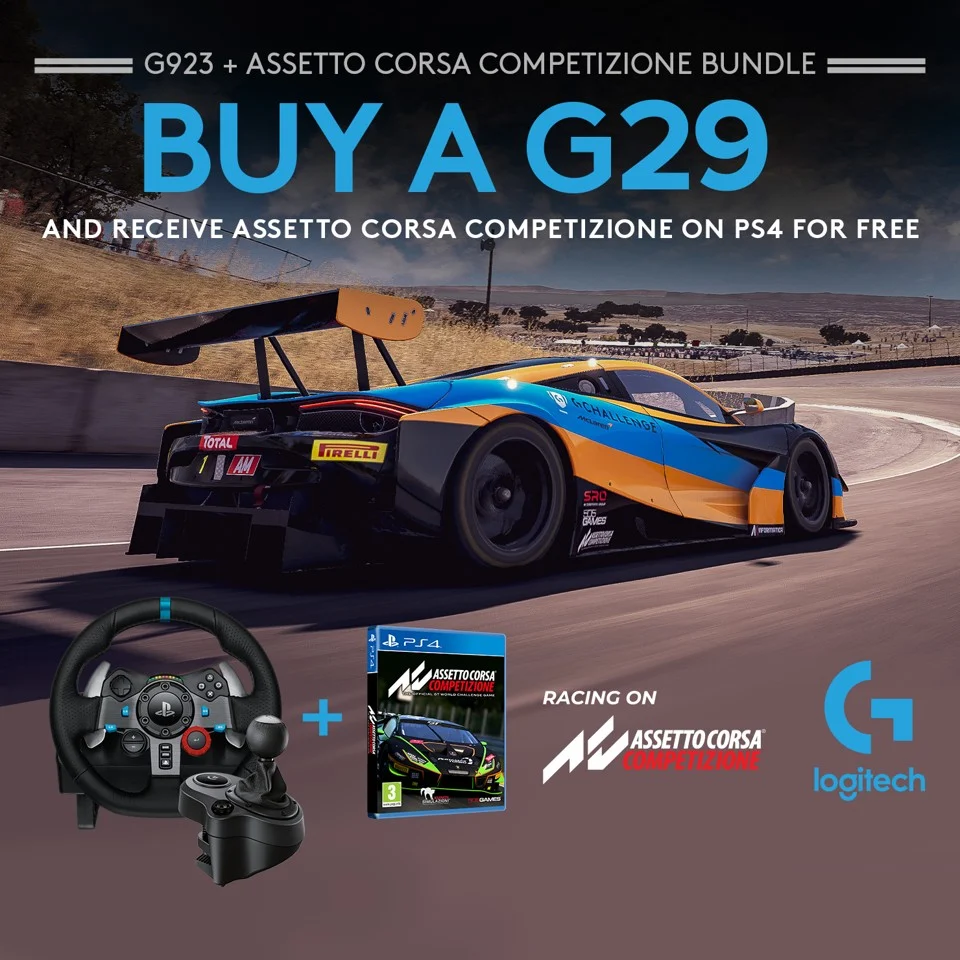 Logitech G29 Driving Forceinkl shifter + Assetto Corsa Competizione - PlayStation 4 Spil bundle