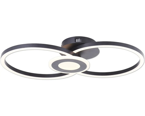 LED plafondlamp, 1-lichts, 24 W, 2900 lm, 52x30 cm, Bray, zwart