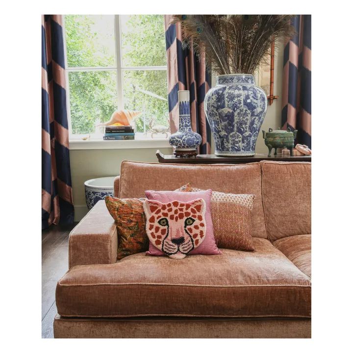 Doing Goods Tapis tête de léopard Pinky en laine | Rose