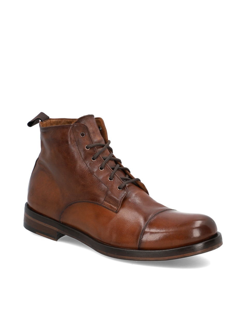 Glattleder Schnürstiefelette