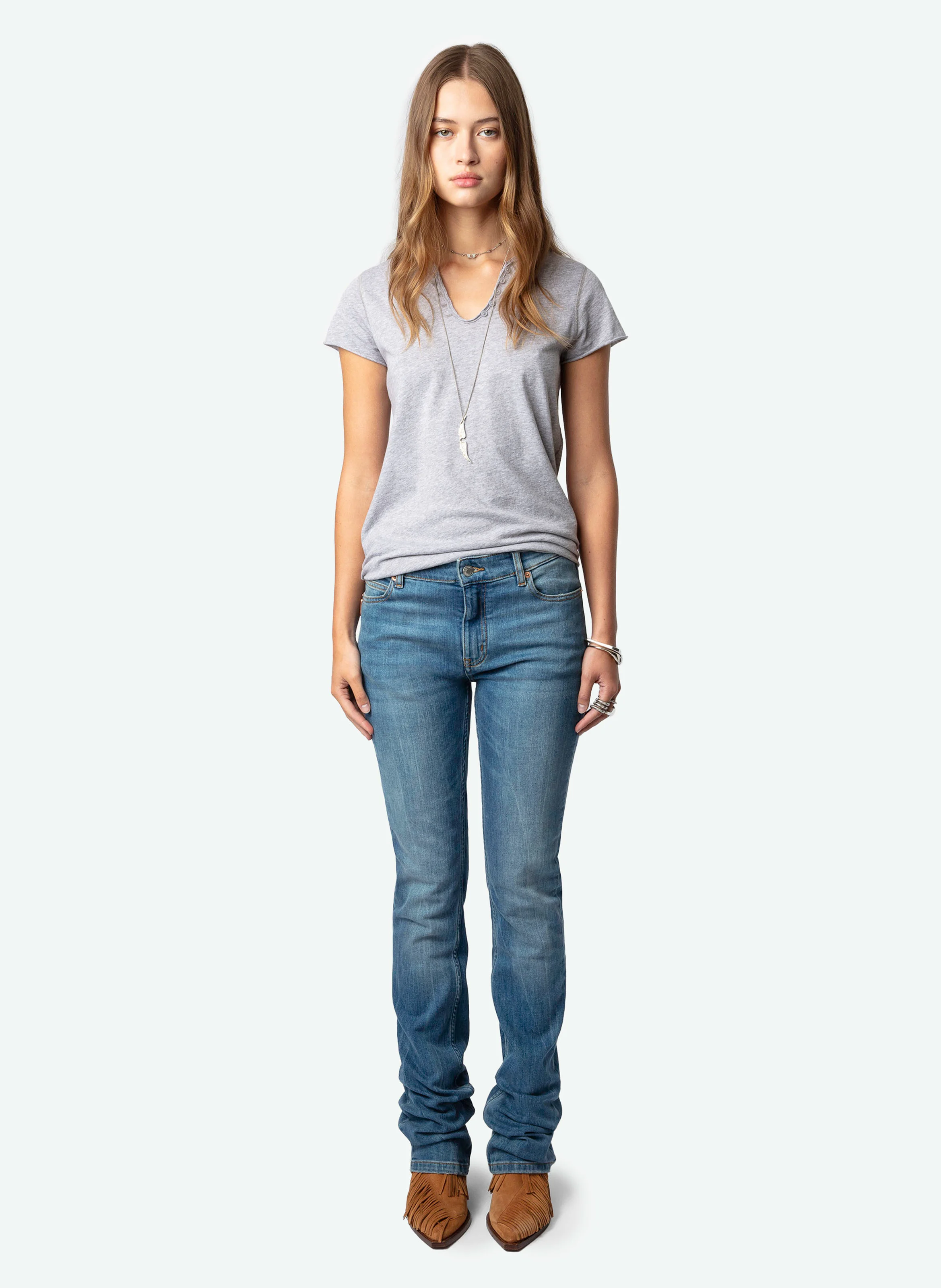 Tee-shirt tunisien imprimé en coton bio | Gris