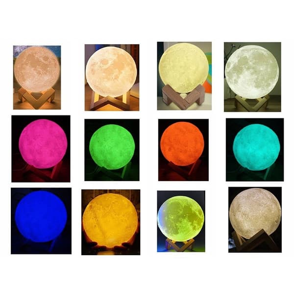 Lampe - Moon Lamp 15 cm / Nattlampe - Månelampe - Endrer farg