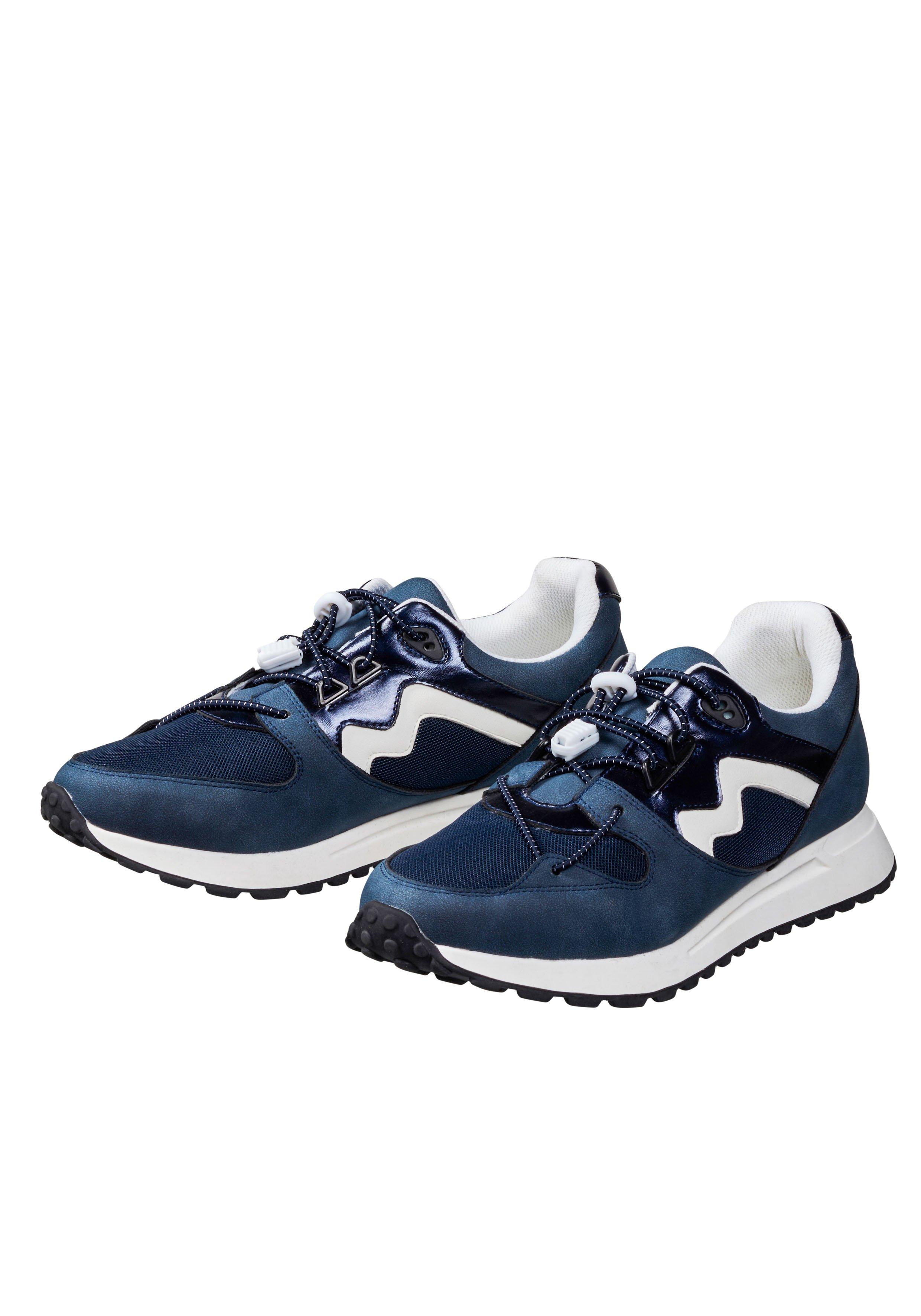 Sneaker mit Details in Glanz- und Veloursoptik