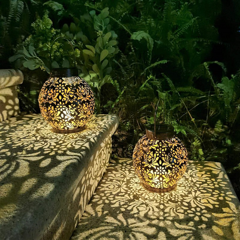 (Ø14cm) LED Solar Lampe Outdoor Messing Laterne Gartenleuchte - Warmweiss