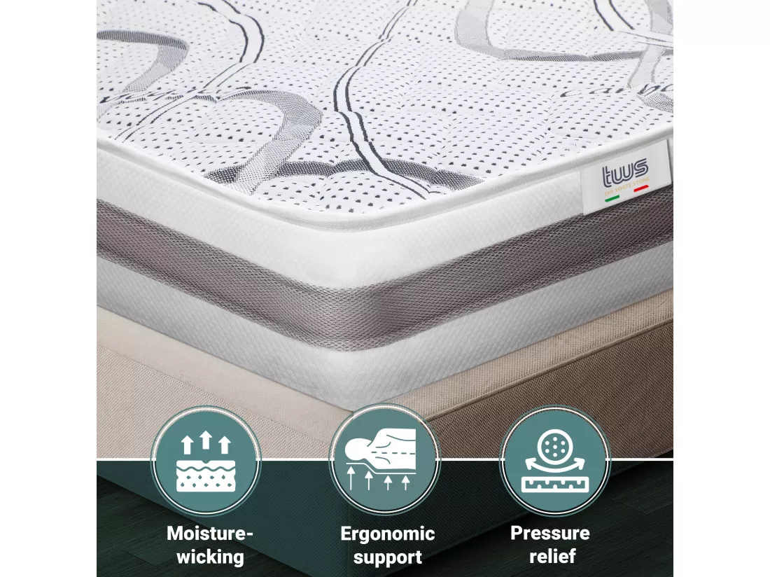 Matelas Double 160x200 à mémoire de forme | Premium Quality | Hauteur 16 cm | Made in Italy