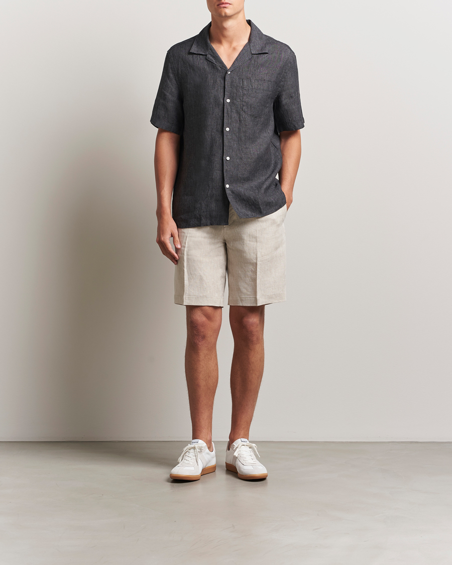 J.Lindeberg Brady Drape Linen Shorts Moonbeam
