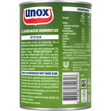 Unox Vegetarische Party Knaks 400 g