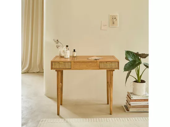 Bureau en manguier massif et cannage