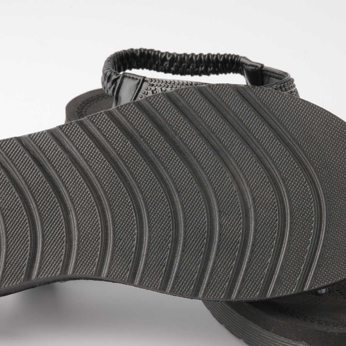 Gina Benotti Damen Zehensandalen mit Glitzersteinen schwarz