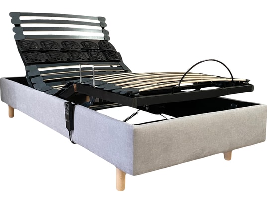 CONCEPT1 - Ensemble Matelas Sommier 140 x 190 Pack Lola 140x190 TPR Bronx Light Grey + Matelas