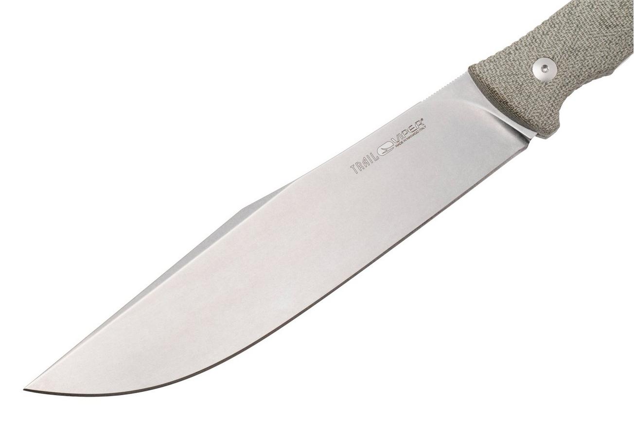 Viper Trail VT4066CG Stonewashed N690, Green Canvas Micarta, vaststaand mes, Jens Anso design