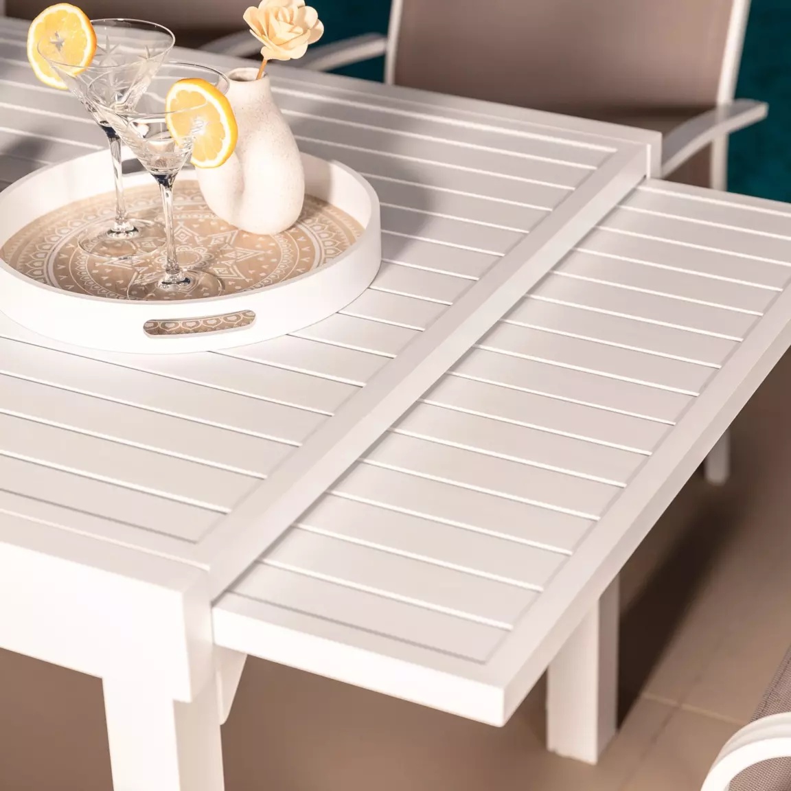 Table de jardin extensible aluminium 10 places (135/270 x 90 cm) Murano Blanc