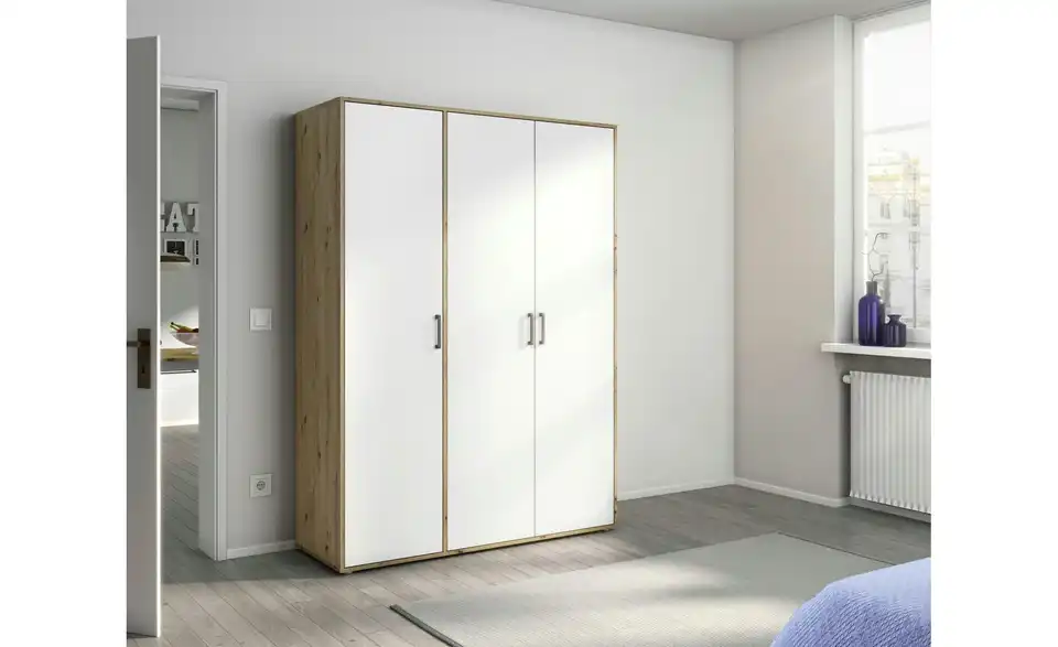 Drehtürenschrank Absetzung: Eiche Artisan 140 cm 3 Stück