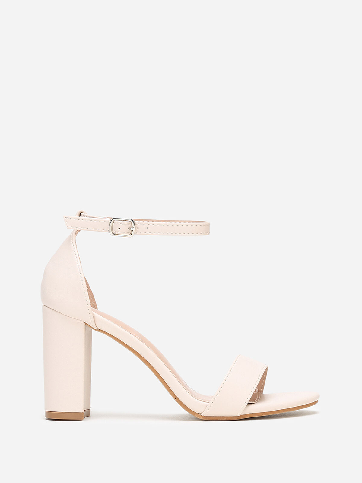 Sandales à talon carré et arrondi- Beige