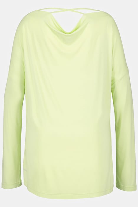 Shirt, Wasserfallausschnitt, Rücken-Zierbänder, Langarm
