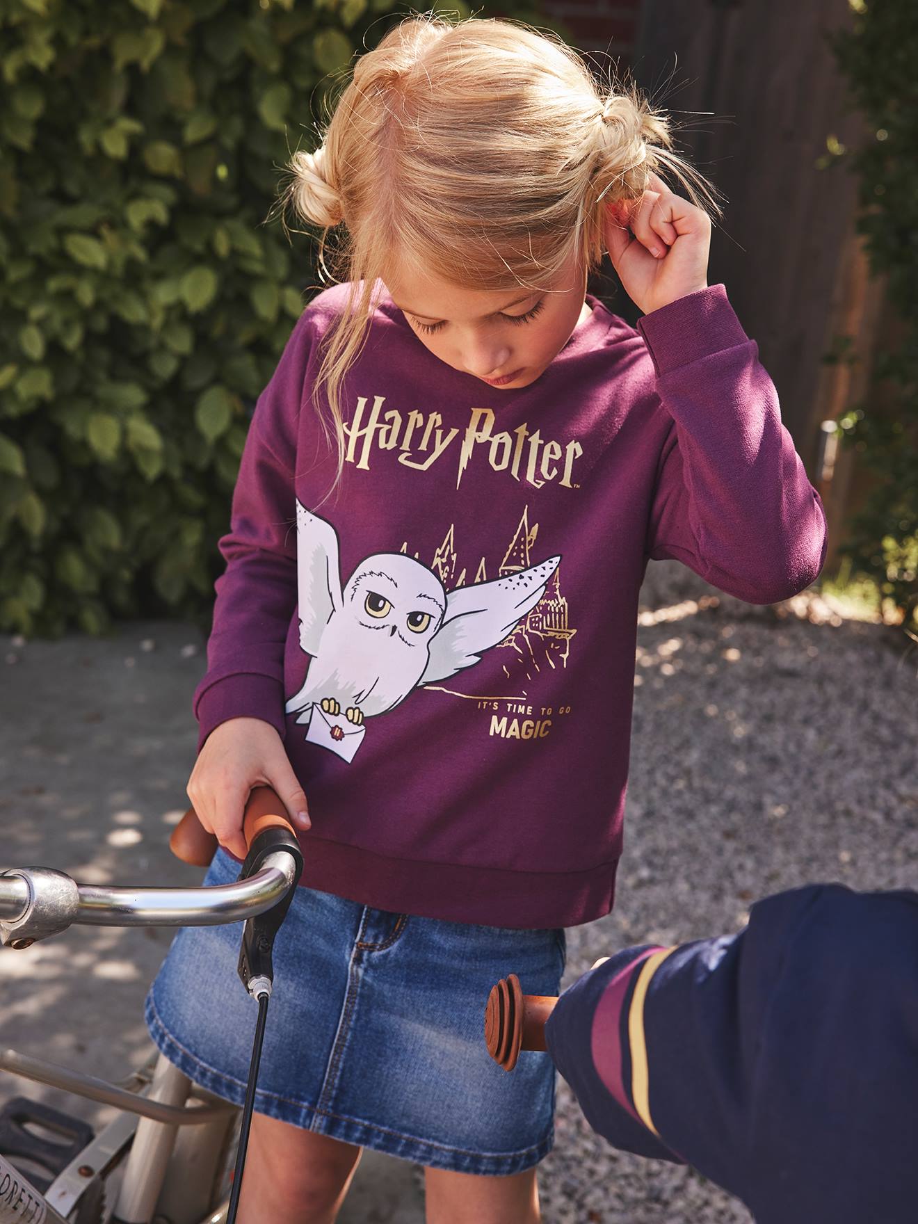 Moletom Harry Potter®, lisinho roxo escuro com estampa.