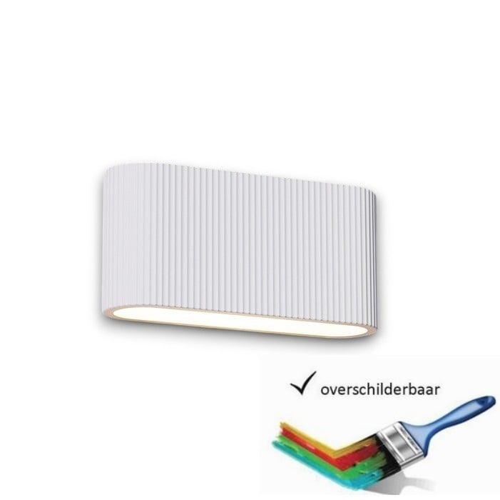 Artdelight Wandlamp Gips Lille Wit Geribbeld 2 Lichts