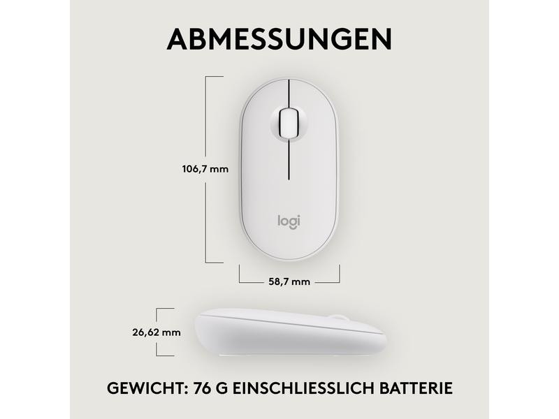 Logitech Pebble 2 M350s Schlanke Bluetooth-Maus mit geräuscharmen Tasten