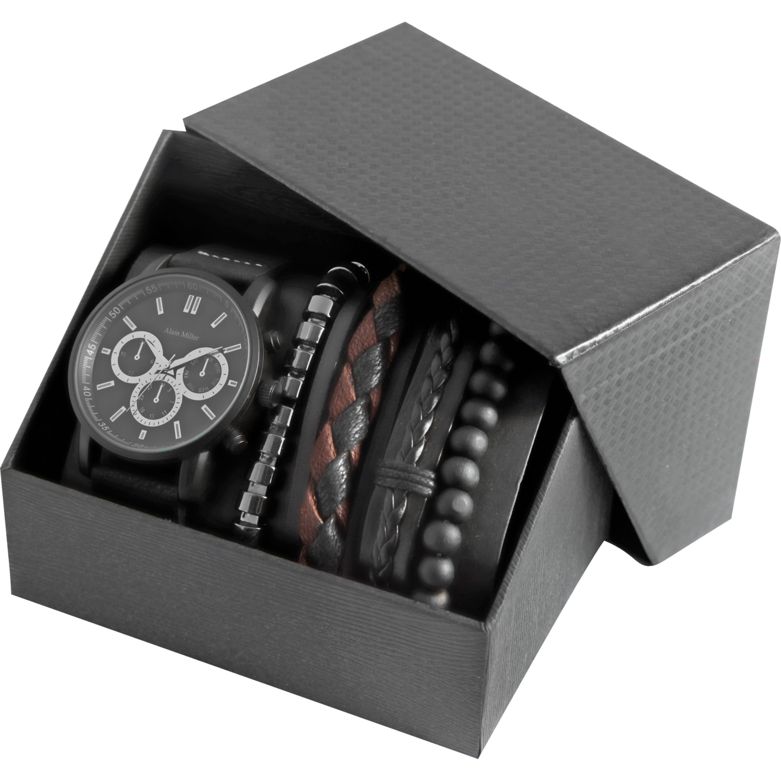 Alain Miller Herrenuhr mit Armbänder schwarz