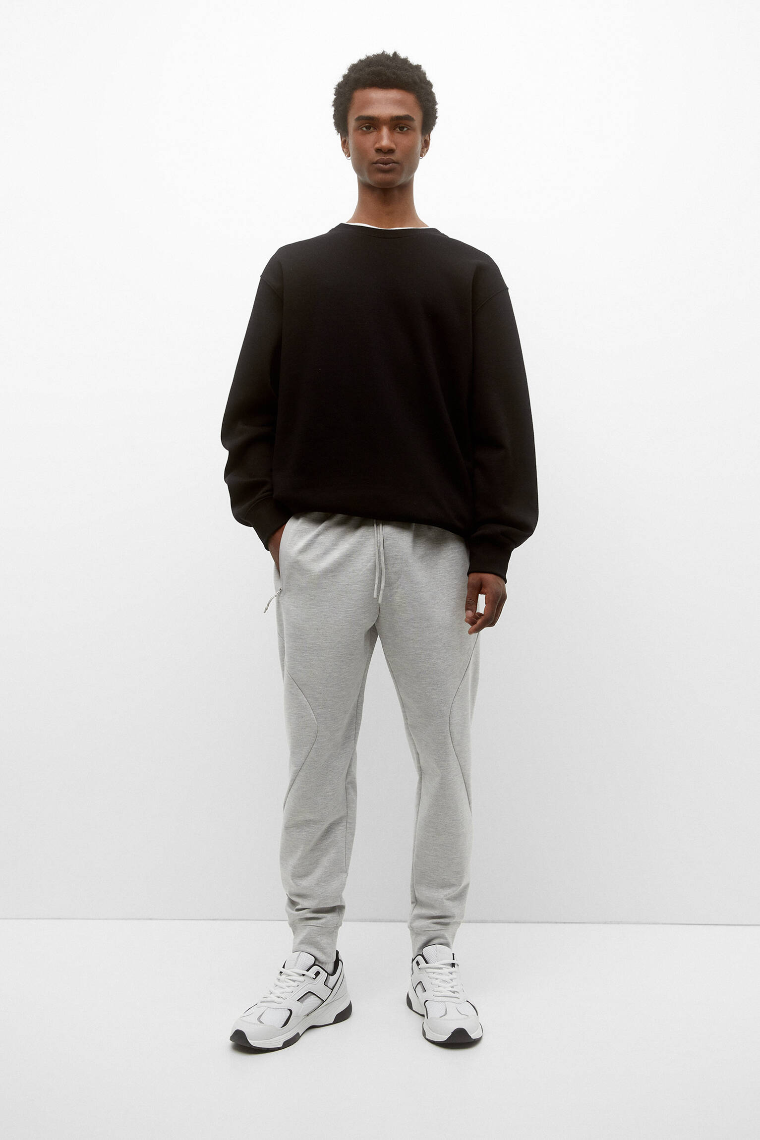 Calça jogger STWD com zíperes - cinza claro
