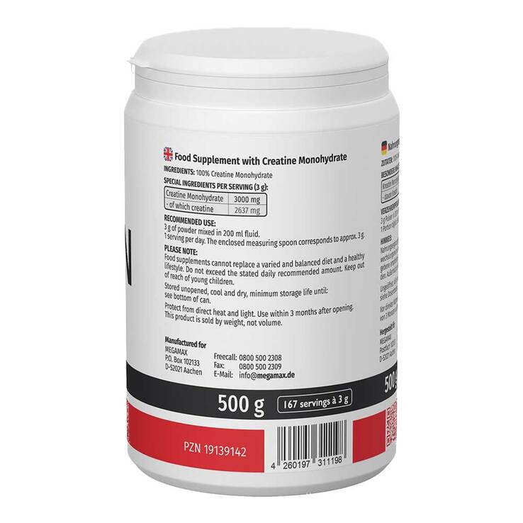Kreatin Creapure Megamax Pulver, 500 g