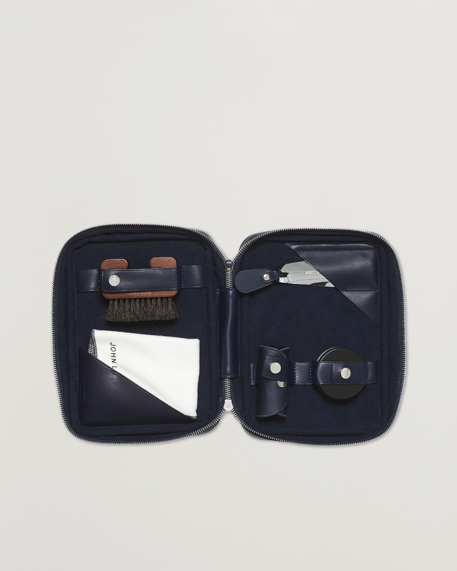 John Lobb Shoe Care Travel Case Navy