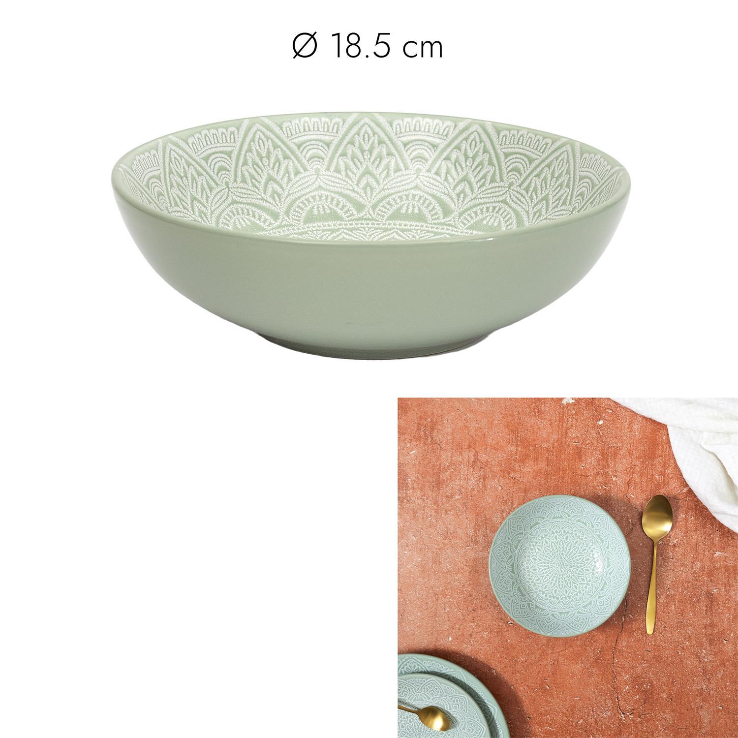 ASSIETTE CREUSE SAHARA VERT 18.5CM