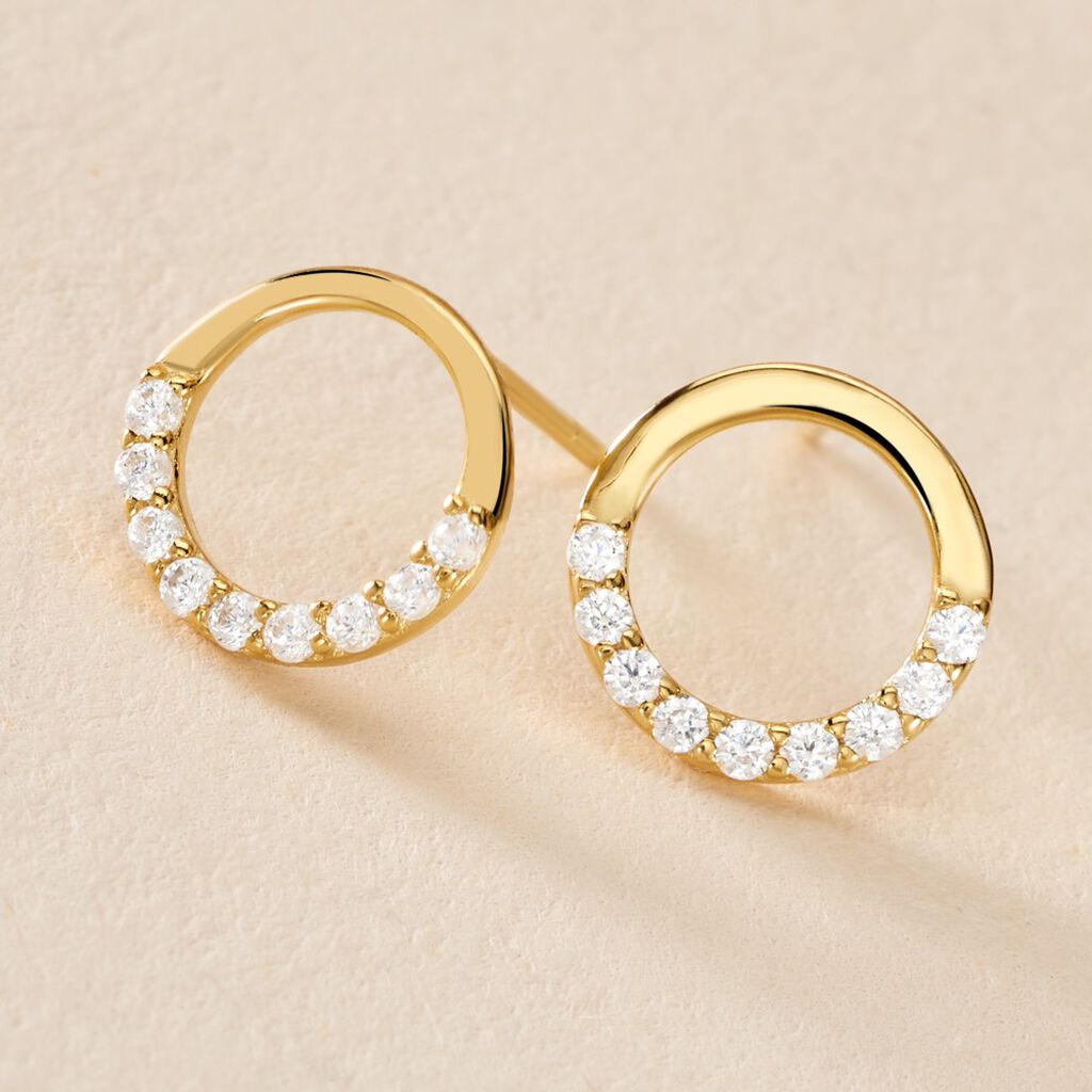 Boucles D'oreilles Puces Rimya Or Jaune Oxyde De Zirconium