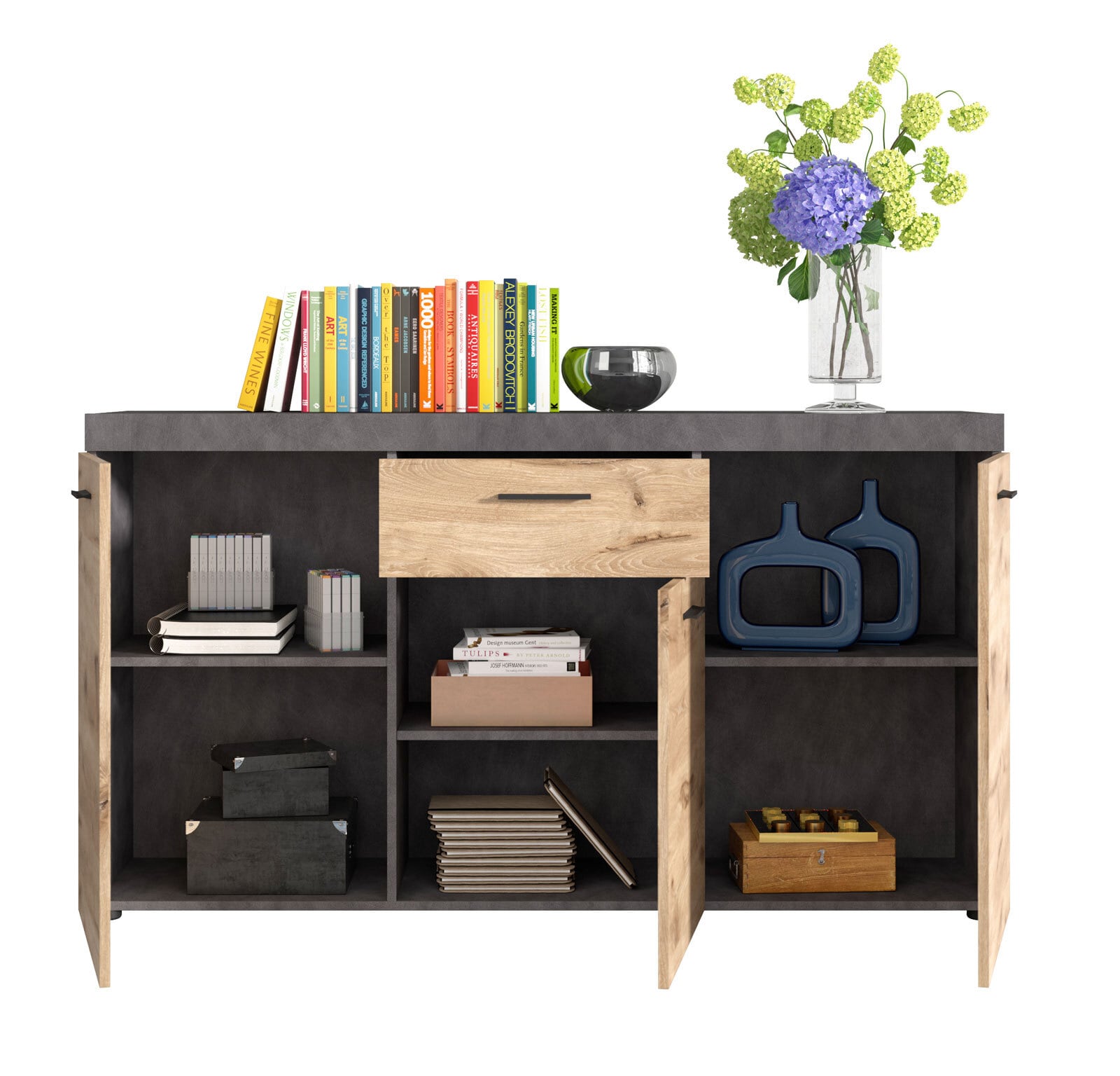 Sideboard Swift Matera-Beton-/Nox Oak-Optik 160x89x40 cm