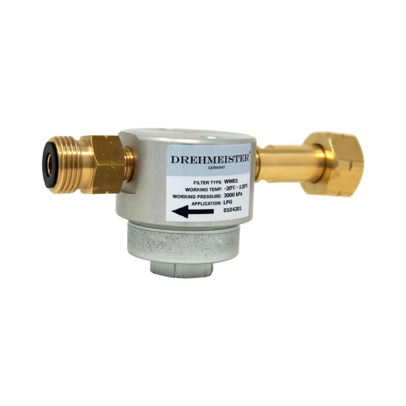 DREHMEISTER Gasflaschenfilter Smart W21,8 x 1/14 LH (lange Version)