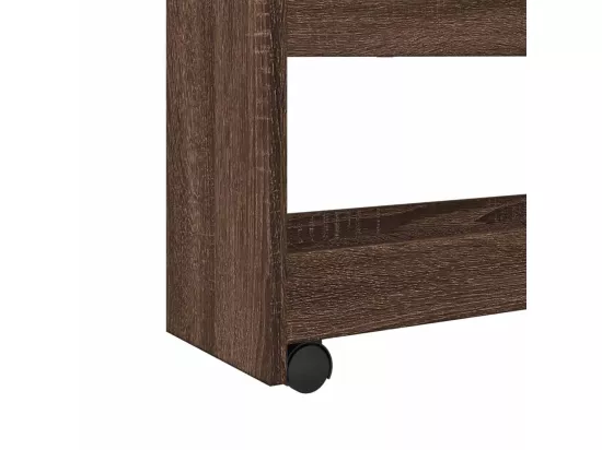 Chariot de rangement étroit 4 niveaux chêne marron
