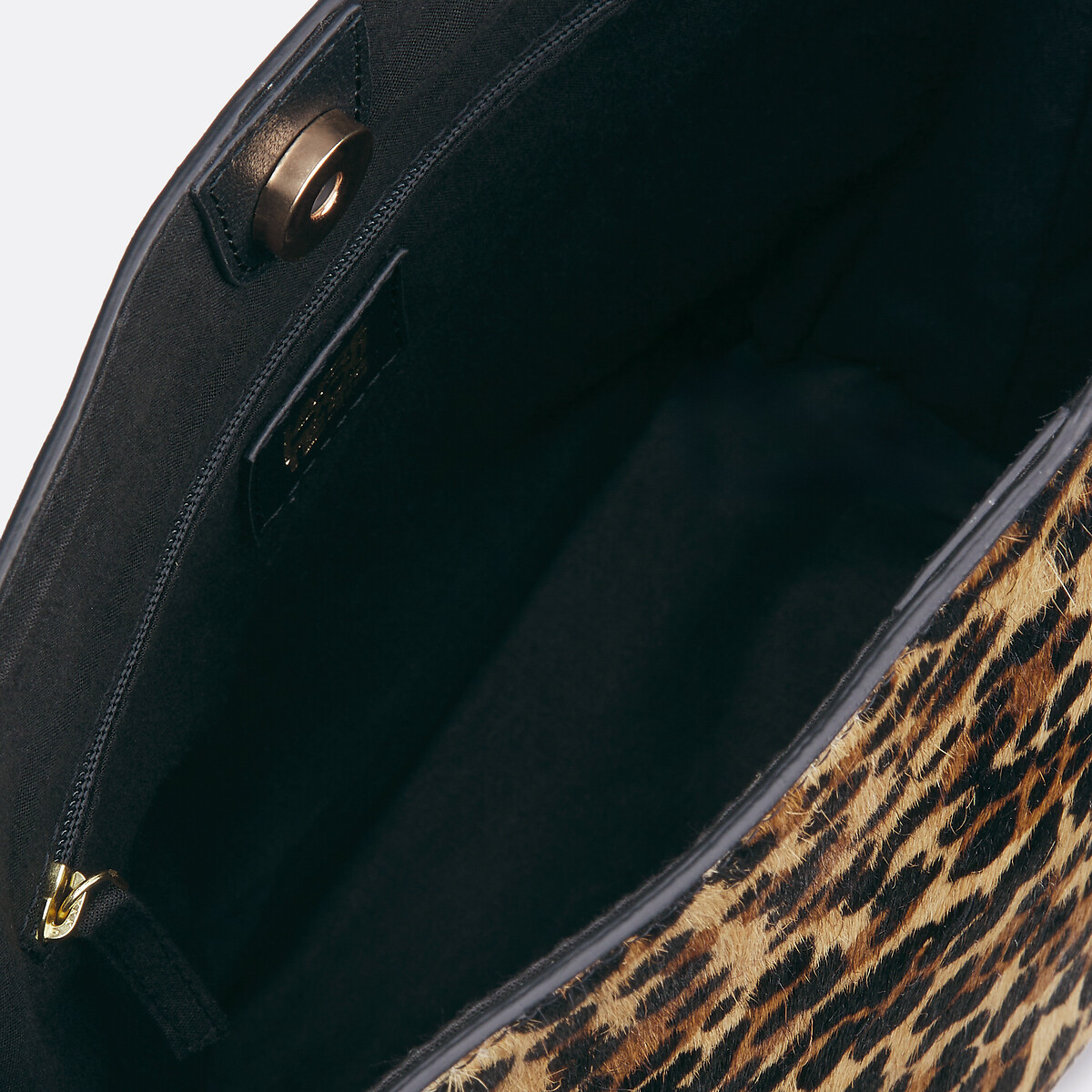 COLEÇÕES LA REDOUTE<br>Bolsa de couro com estampa de leopardo