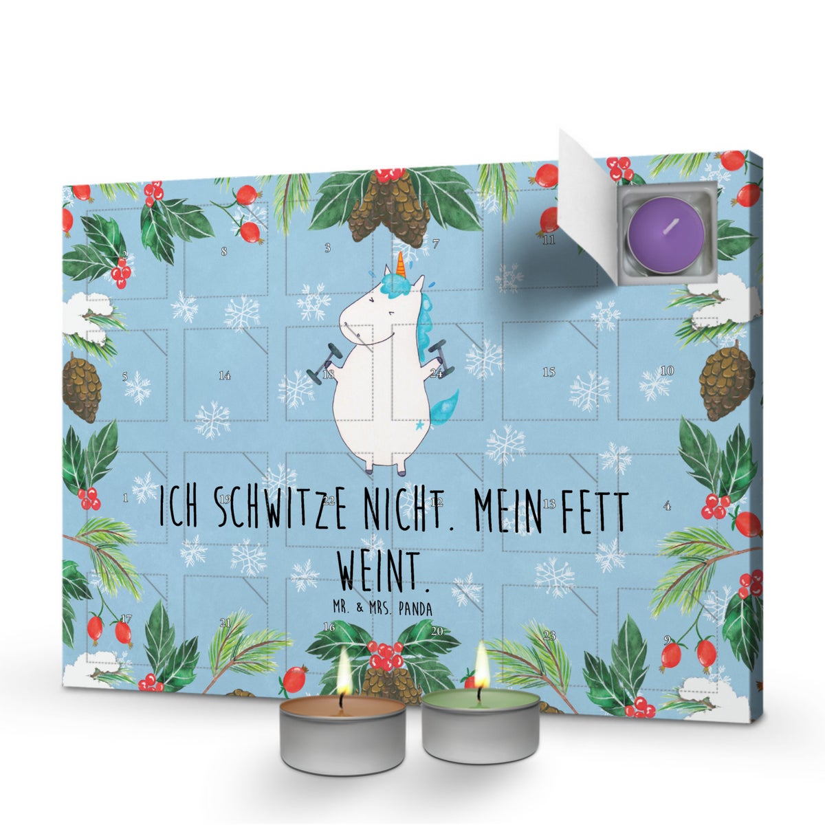 Mr. & Mrs. Panda Geurkaars Adventskalender Eenhoorn Fitness - Pastelblauw