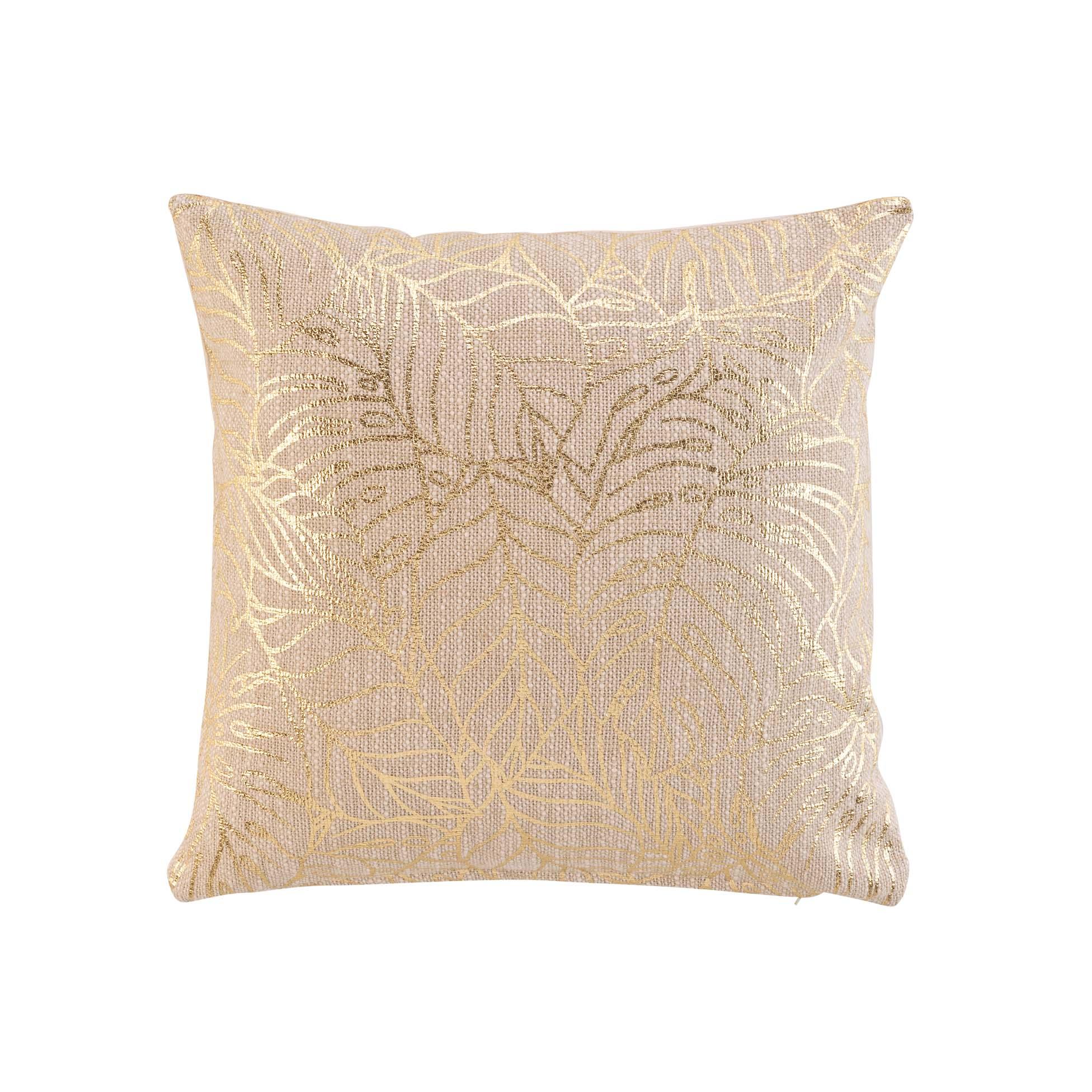 COUSSIN 40X40CM IMPRIME METALLISE SOLEA OR