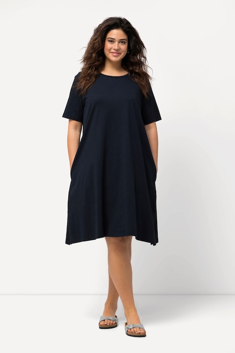 Jerseykleid, A-Linie, Rundhals, Halbarm, Taschen