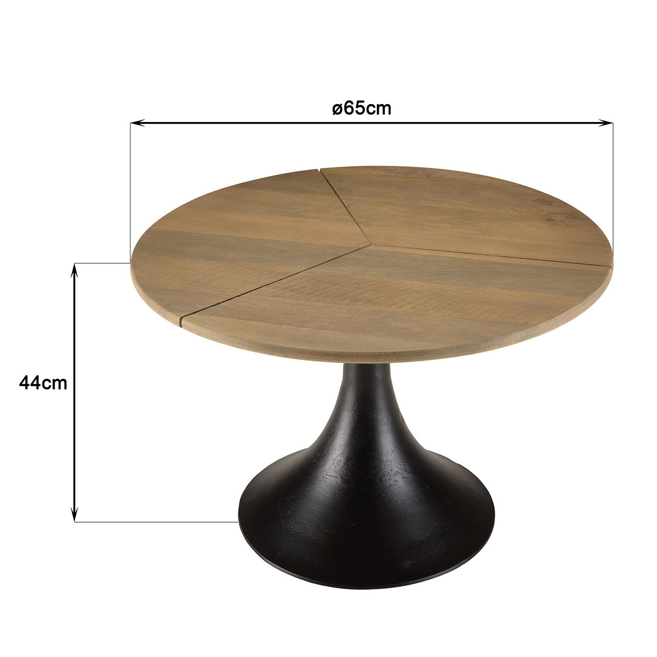 Macabane Table d'appoint plateau en manguier James noir/bois - 65x65x44 cm