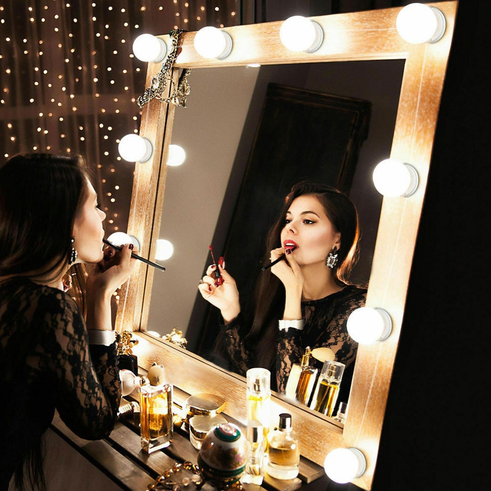 (10er Set) Schminkleuchten LED Lichter Nachrüst Kit für Make Up Spiegel - Hollywood Superstar