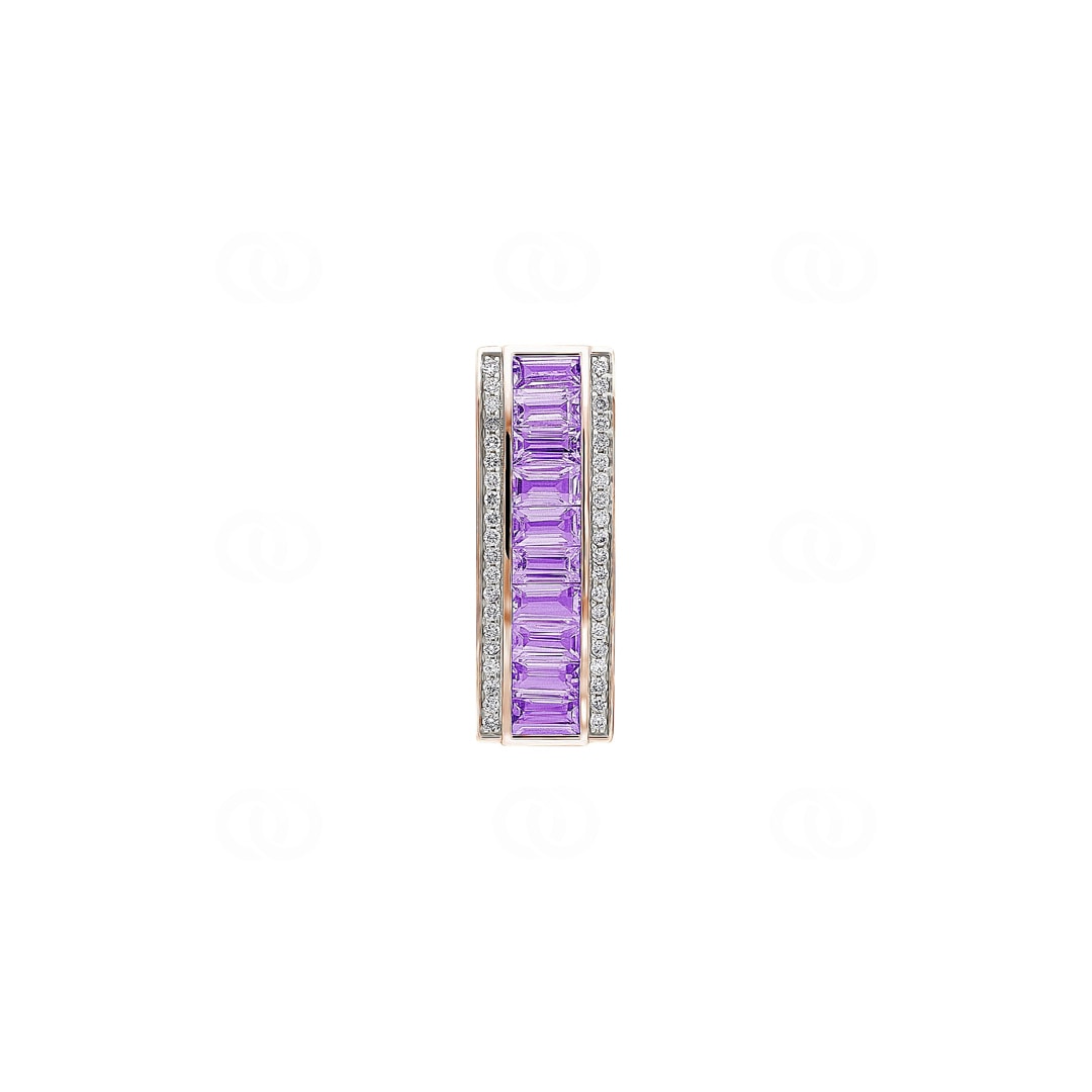 Anhänger 750/18 K Roségold mit Amethysten & Diamanten 0.15 ct H/si