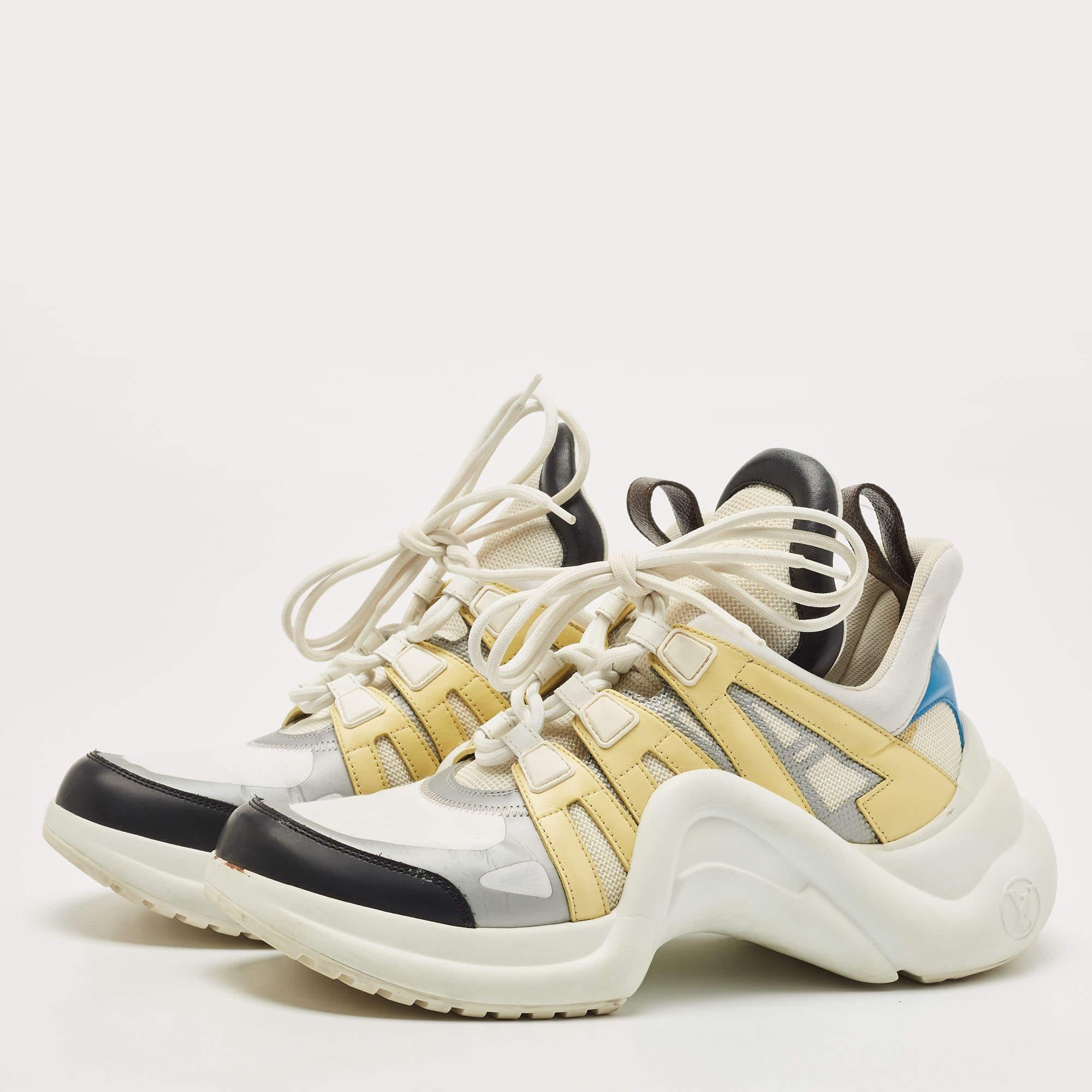 Louis Vuitton Multicolor Mesh and Leather Archlight Low Top Sneakers