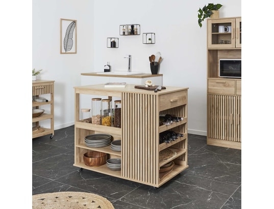THE HOME DECO FACTORY - Ilot de cuisine saulk en bois - marron