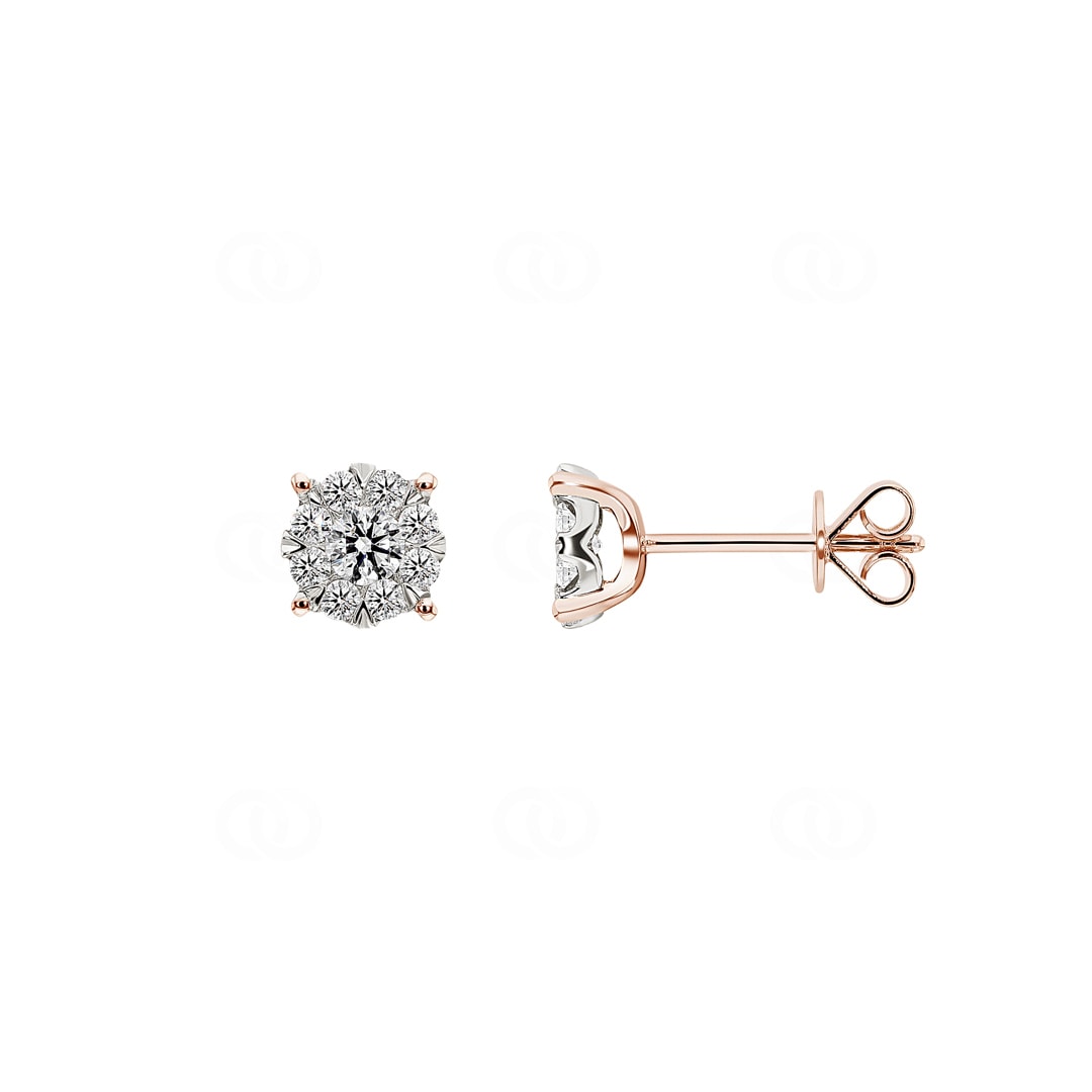 0.50 Karat Diamantohrstecker 750/18 K Roségold Ø 6.5mm