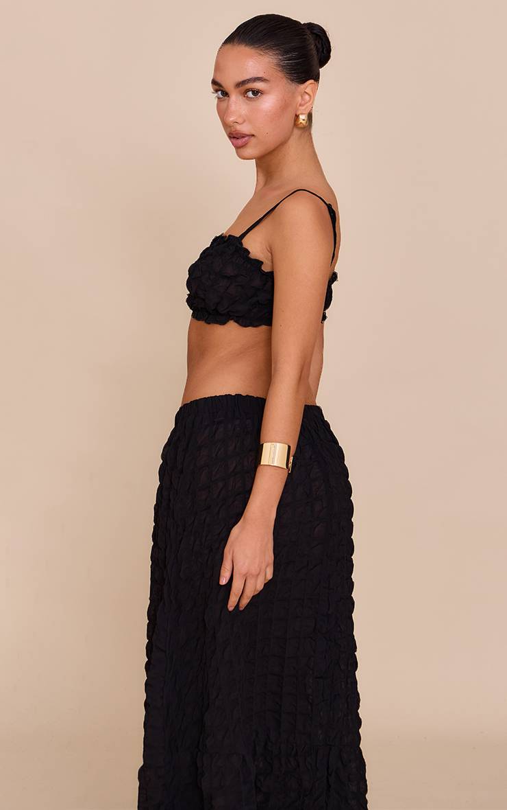 Noir Ensemble Bralette Froncée Texturée
