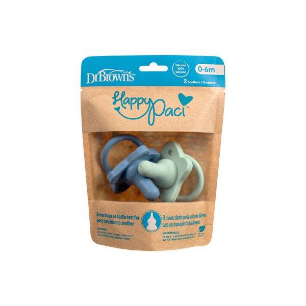 Dr. Brown's Fopspeen 0-6 mnd Siliconen HappyPaci Blauw & Groen