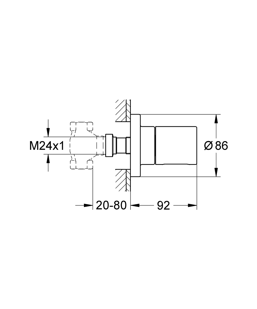 Grohe Grohtherm-3000 Cosmopolitan afbouwdeel voor inbouw stopkraan 29800 - 29806 chroom